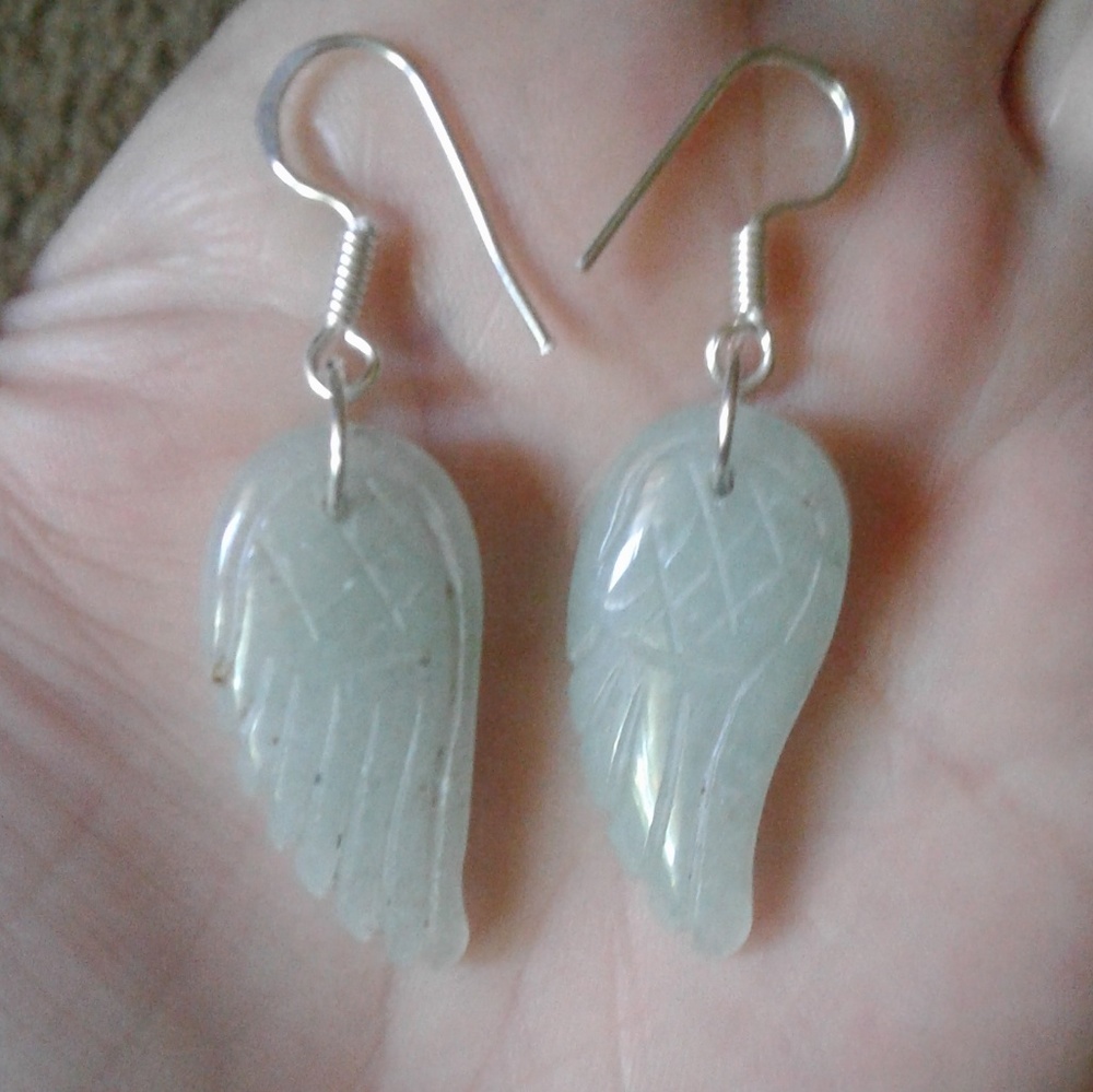 New *HC Natural Aventurine Solid925S Angel Wing Er